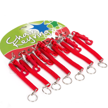 Retractable Spring Coil Keychain Spiral Lanyards Hooks Wrist Coil Key Chain Stretch Cord with plastic Clasp